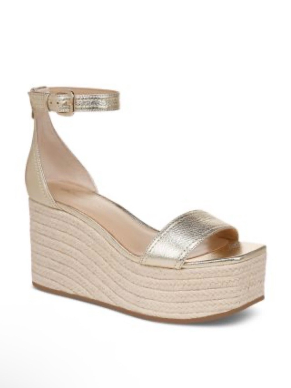 Veronica Beard Gianna Metallic Gold Platform Wedge